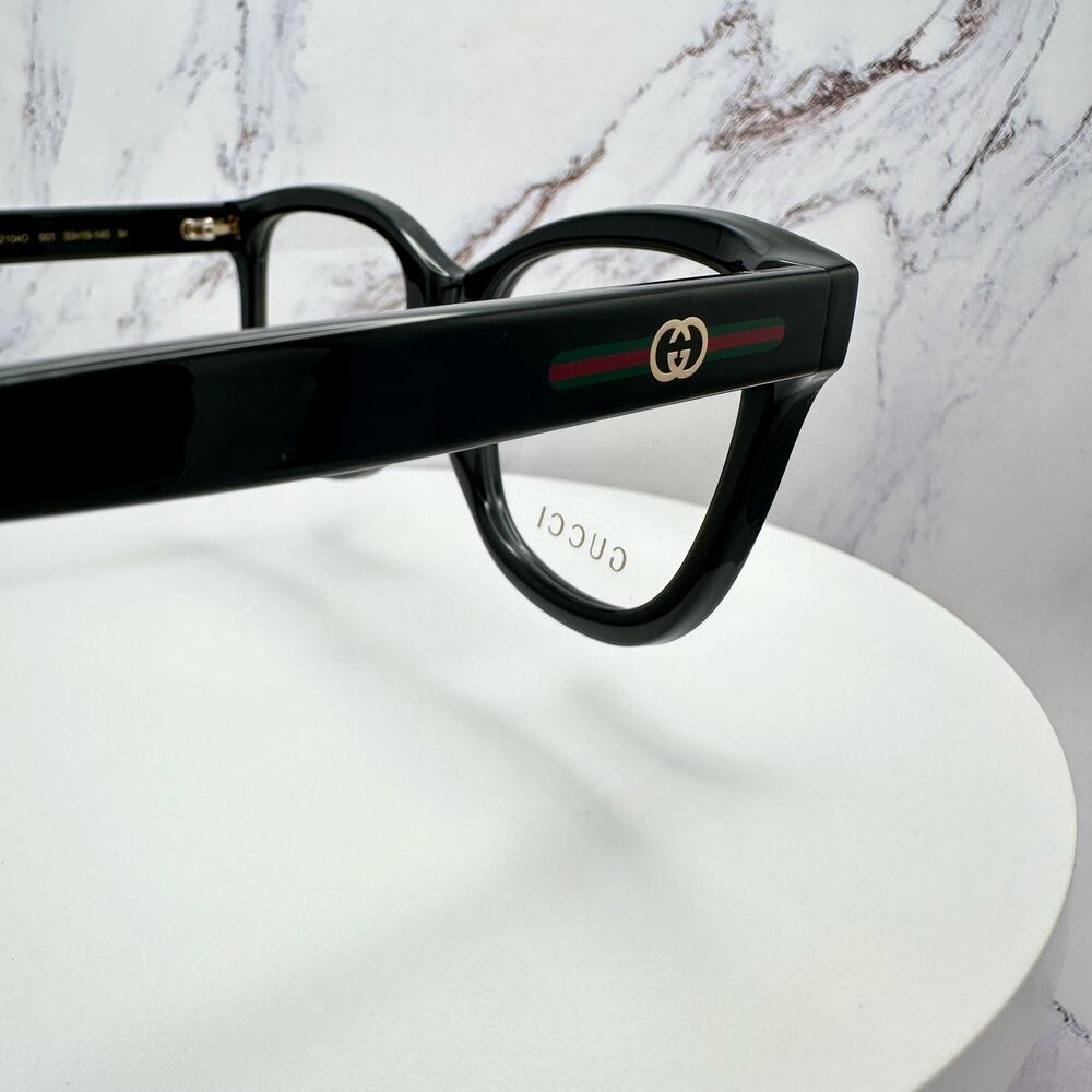 New GUCCI Eyeglasses 53-19-140 Black Square GG Logo Red Green Web Women Rx-able - Picture 16 of 16